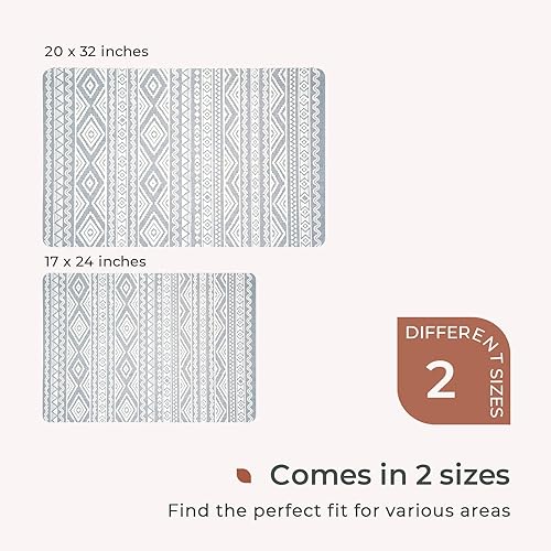 Miniatura 7 de FRESHMINT Tapete de baño bohemio, suave, bohemio, antideslizante, de secado rápido, delgado, lavable, con capa súper absorbente de agua y respaldo