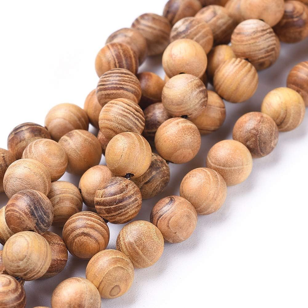 5 Strands 8mm Natural Wood Beads Strands Light Yellow Round Polished Ball Wooden Loose Spacer Beads for Bracelet Necklaces Crafts DIY Jewelry Making, Hole: 1.2mm
