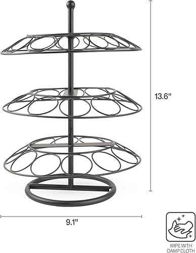 Miniatura 2 de Pfaltzgraff Soporte para cápsulas de café de alambre de metal, para exhibición de encimera, 3 niveles, 9.1x9.1x13.6 pulgadas, negro