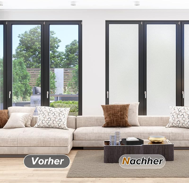 rabbitgoo Ablakfólia Mattfehér Önműködő Ragasztó Privátszféra UV Védelem 90x400cm