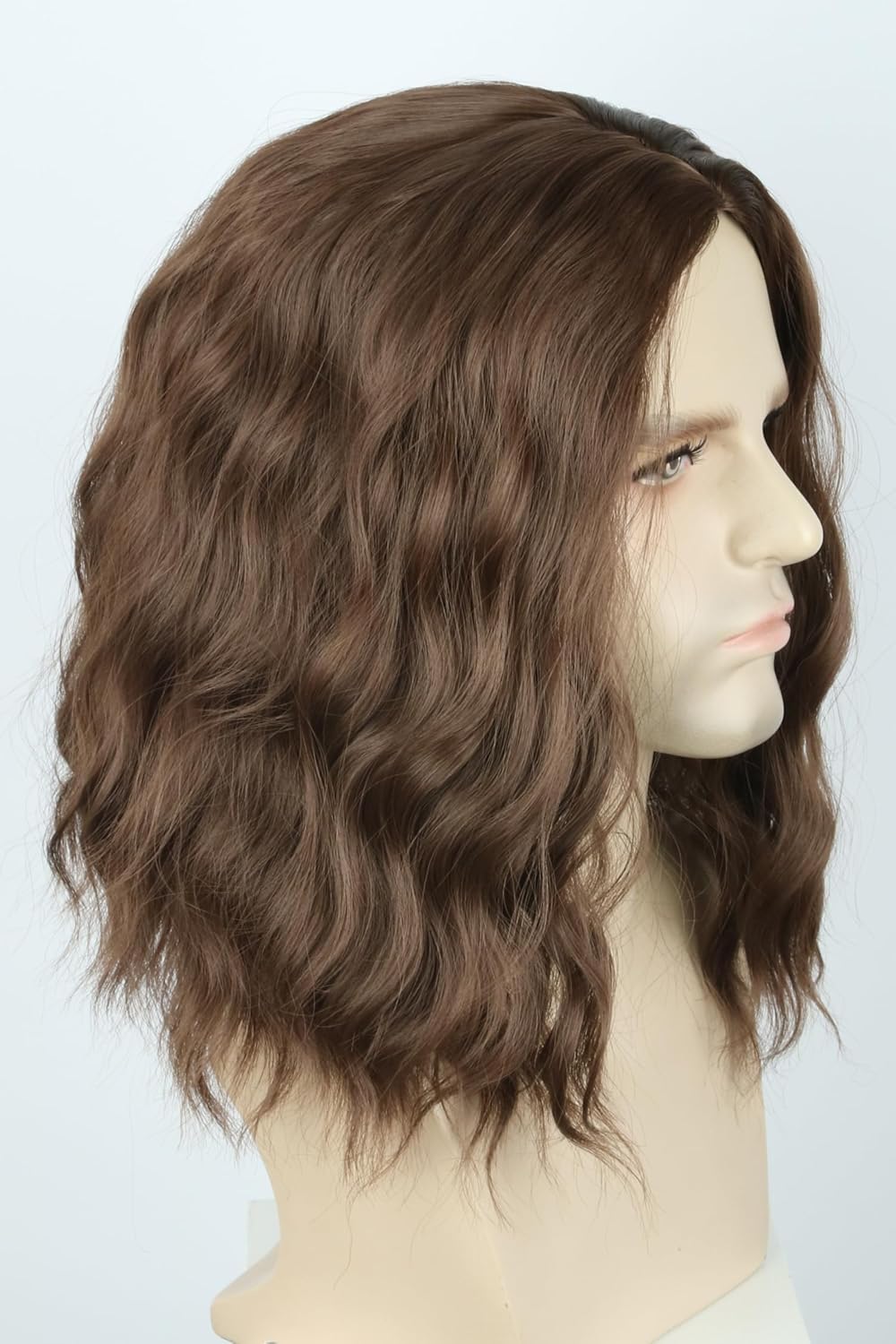 LeMarnia Brown Short Curly Wigs for Men Halloween Costume Party Wig, Brown-1 - Image 3