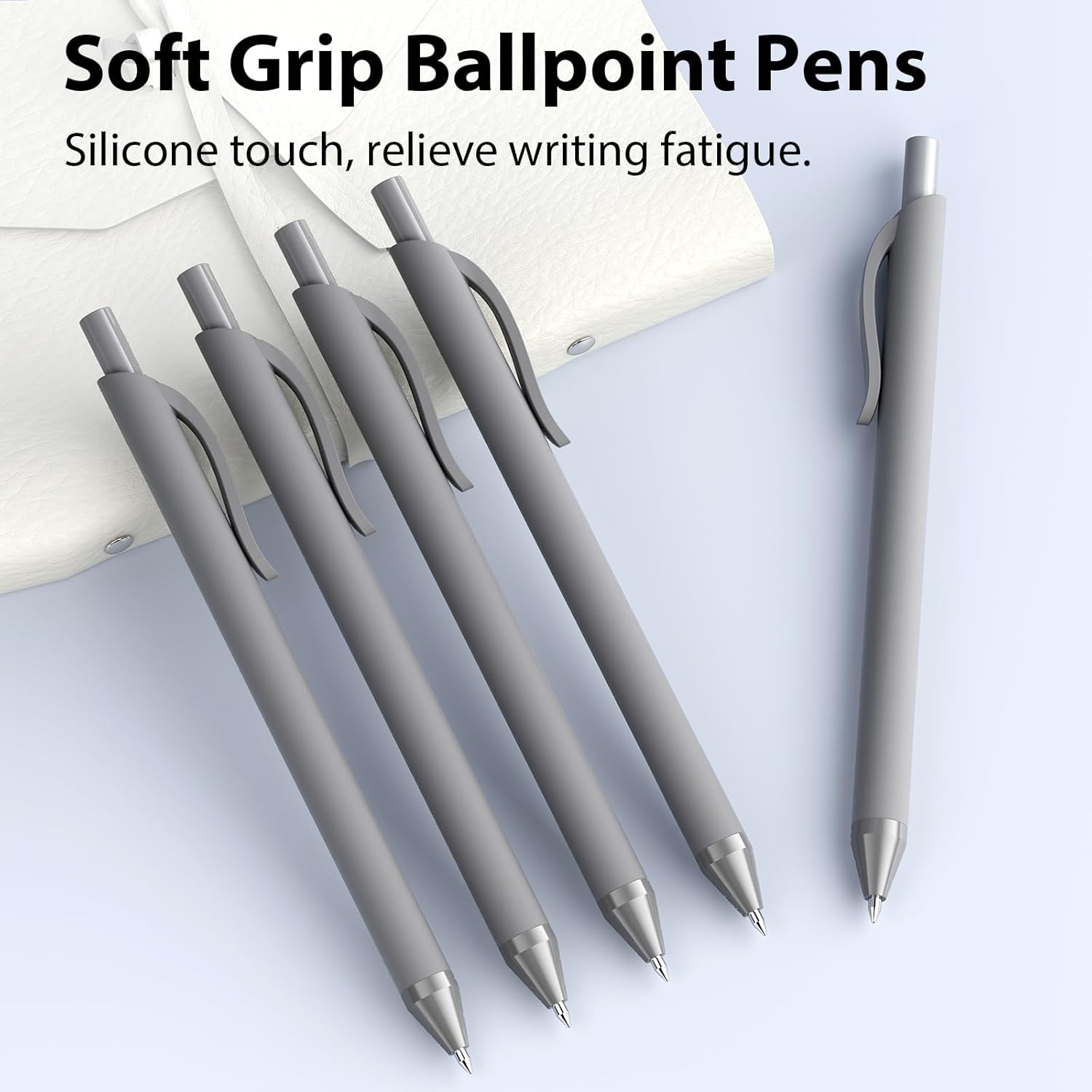 52 Pcs Pens Bulk - 1.0MM Ballpoint Pens Black Ink | Medium Point Smooth Writing, No Bleed Retractable Ball Point Pen for Office School (Gray - 52Pcs) - Image 5