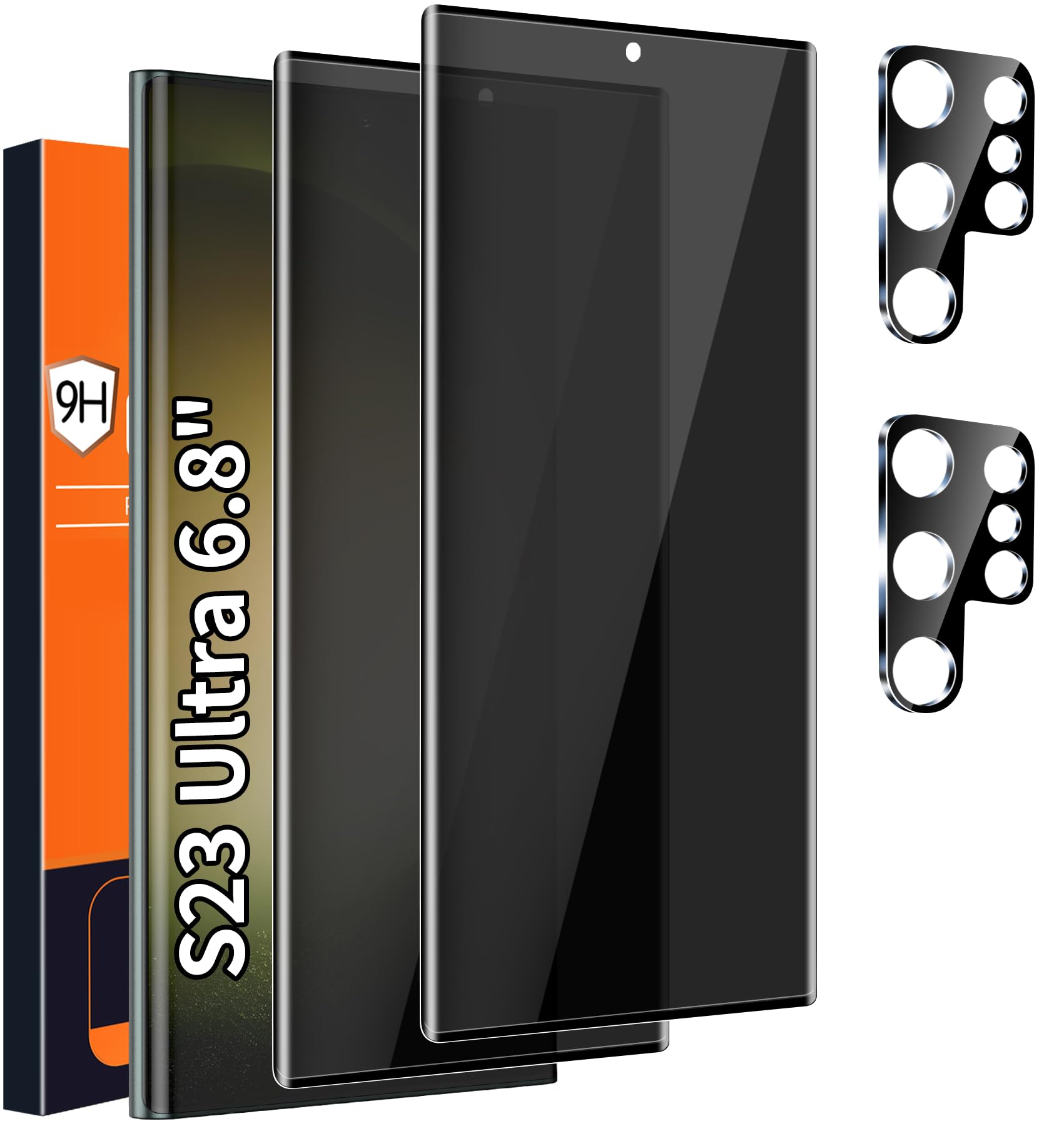 Photo 1 of [2+2 Pack] Glass Privacy Screen Protector for Samsung Galaxy S23 Ultra 5G, 9H Tempered Glass, Ultrasonic Fingerprint Compatible,HD Clear Anti-Spy Film for Galaxy S23 Ultra Glass Screen Protector