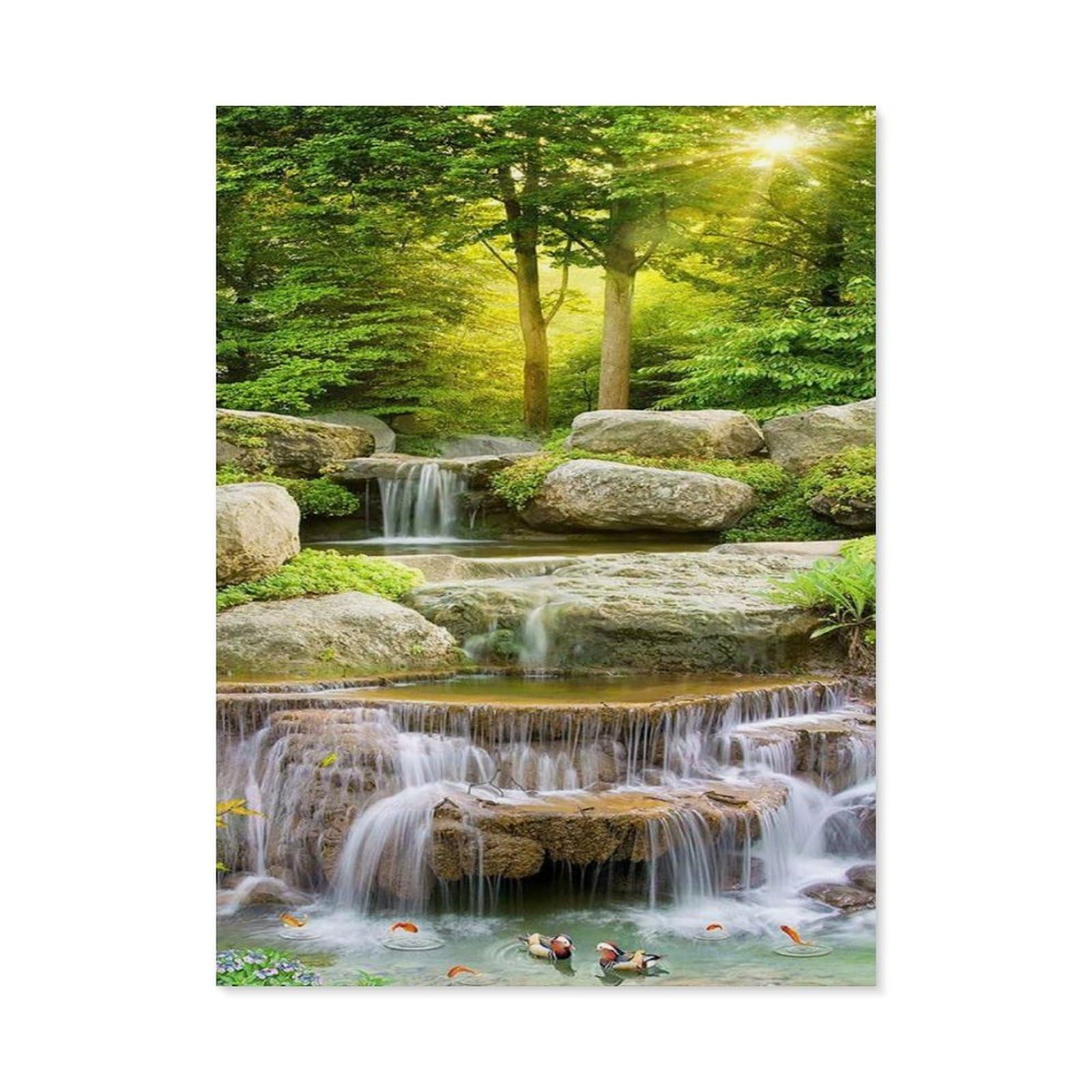 Gsbrsnts A7 5D Diy Diamond Painting，Scenic Waterfall，Art Living Room Wall Decoration Gift（50 X 60 Cm/19.68 X 23.62 Inches）-B34