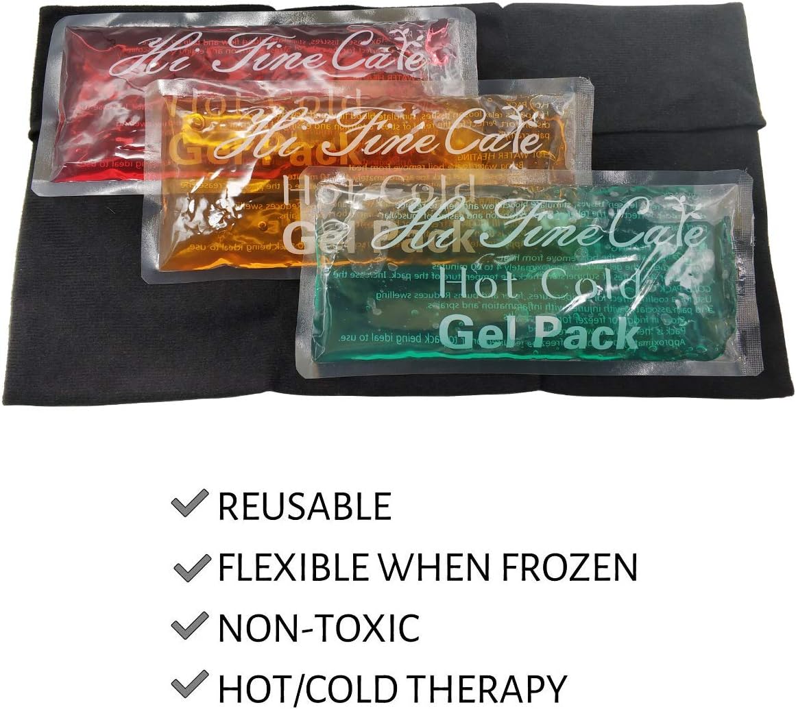 Pain Relief Flexible Ice Pack for Injuries Hot Cold Therapy Reusable Gel Pack/Heat Wrap - Great for Back, Waist, Shoulder, Neck, Ankle, Knee and Hip (2 Pack) (Ice Pack 3+1 Large Sleeve)