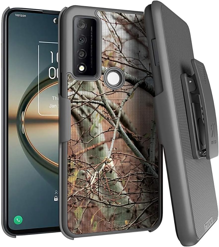 Designed for TCL 30 XE 5G Case with Belt Clip Holster - Kickstand Cover Phone Case - Camo Tree