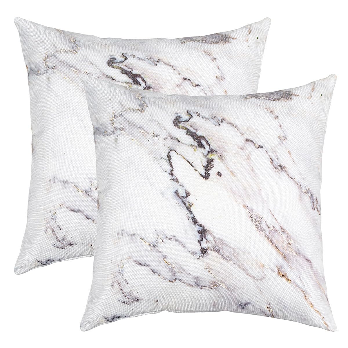 Housse de coussin marbre blanc douce et moderne lot de 2 déco 55,9 cm