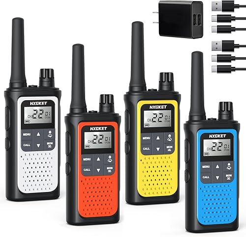 NXGKET Walkie Talkies for Adults Long Rang 22 Channel, NOAA Weather Alerts 2 Way Radio Rechargeable Walky Talky with 1800mAh Li-ion Battery Charger