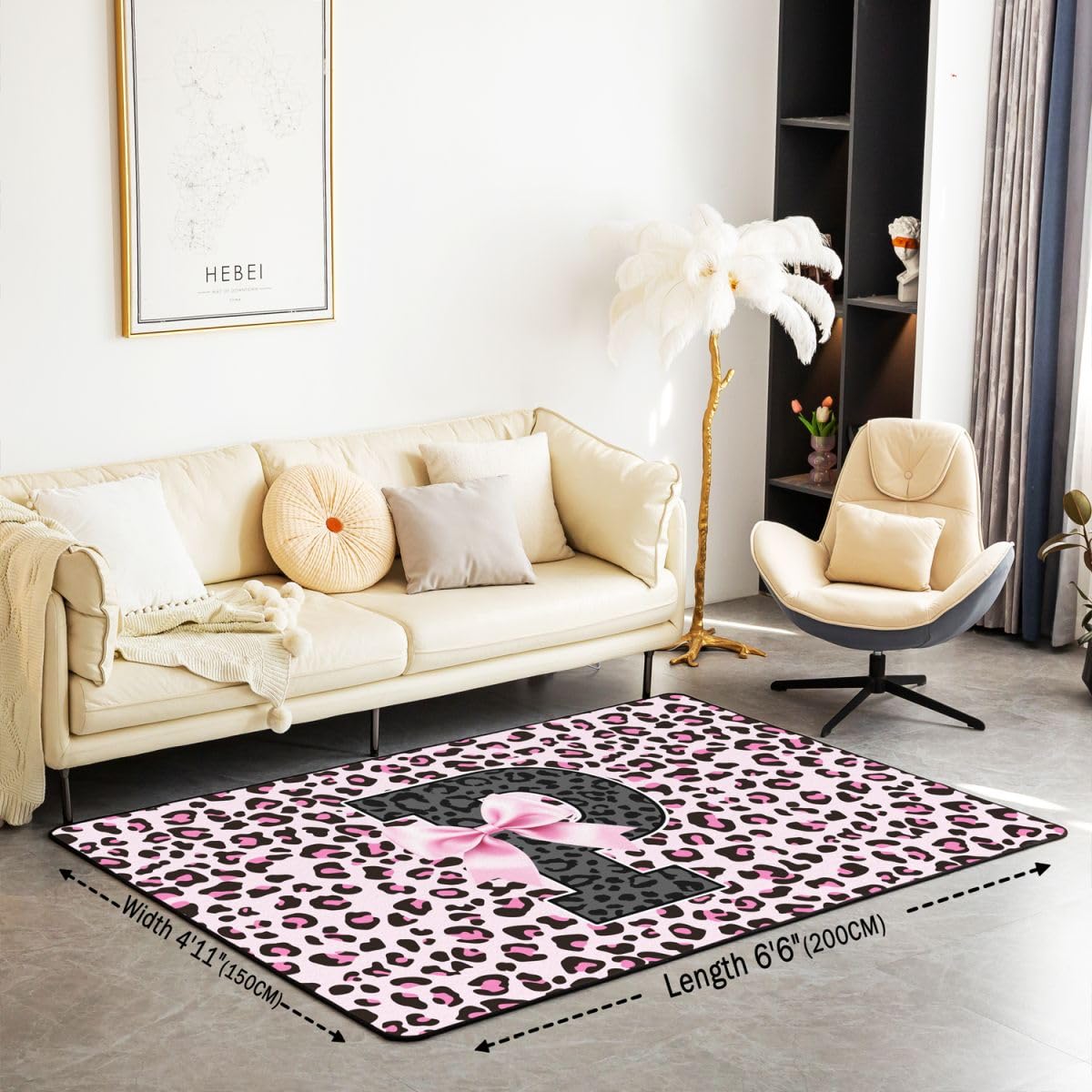 Homewish Dywaniki w panterkę z kokardą do sypialni 100 x 150 cm