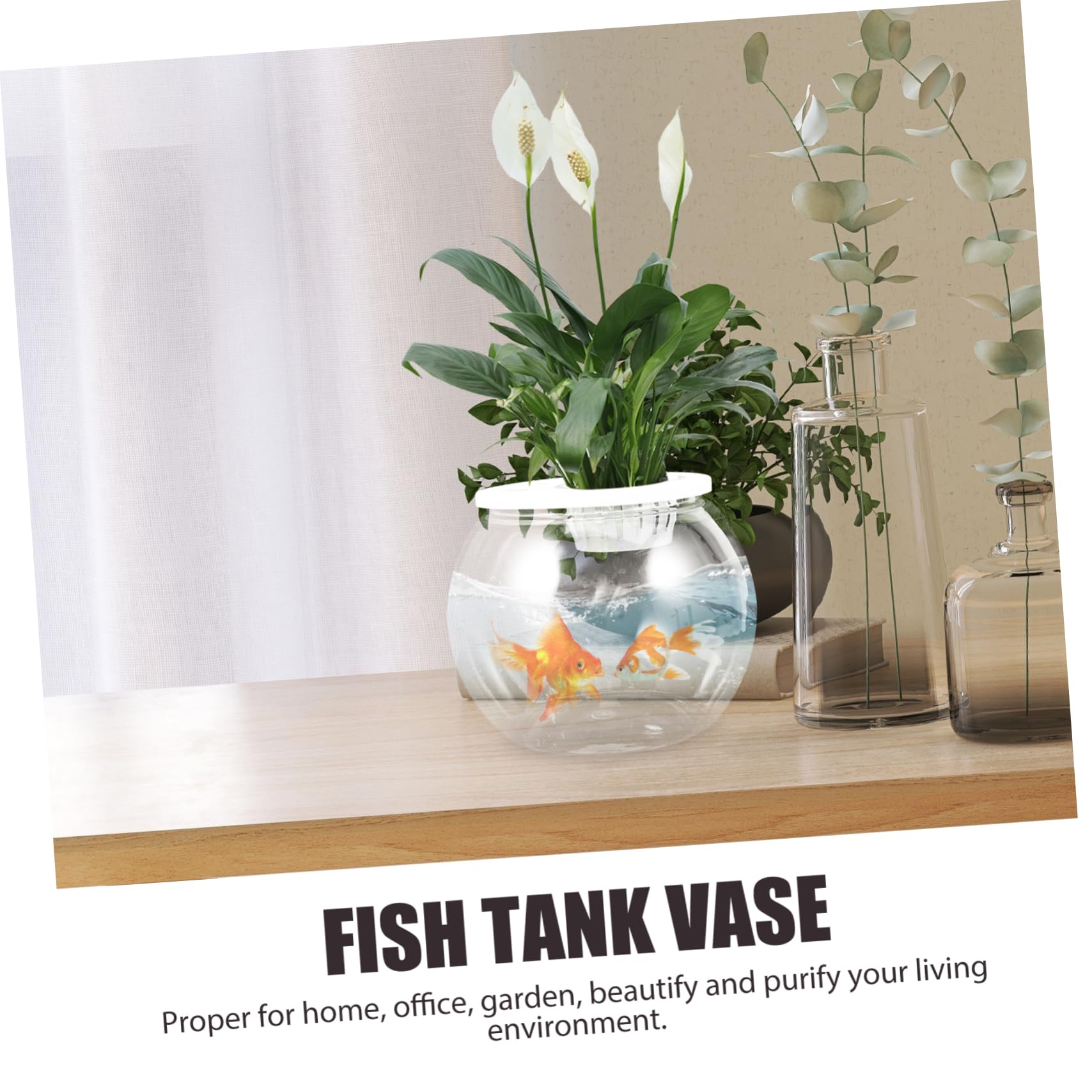 ibasenice Acquario Piccolo Per Pesci Boccia Per Pesci Multifunzione Acquario Da Tavolo Trasparente Vasca Per Betta Decorativa