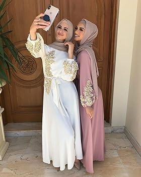 Buy HZUX Elegant Muslim Women's Long Dress Women Dubai Dress Kaftan Abayas  Islamic Abaya White at Amazon.in