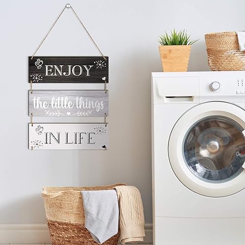 Miniatura 6 de Jetec Enjoy The Little Things in Life - Letrero de madera colgante para la familia, tablero decorativo de madera rústica para decoración de pared,