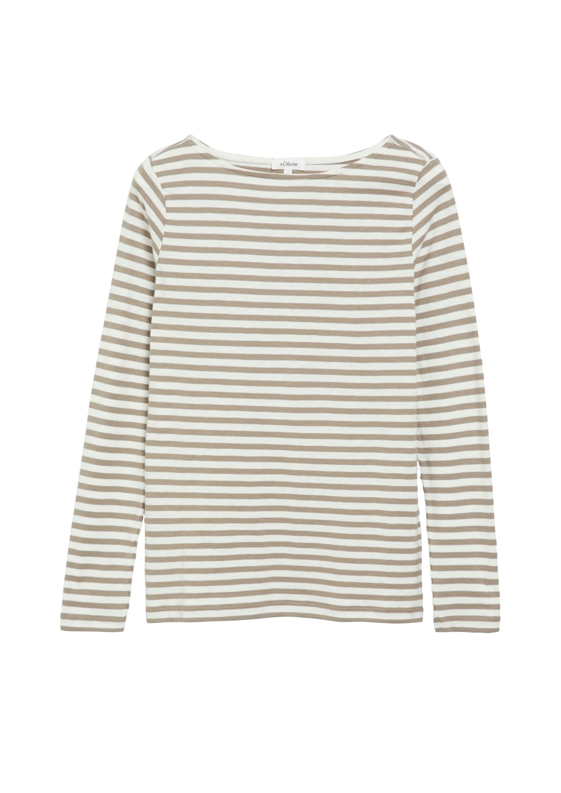 s.Oliver Bernd freier GmbH & co. kg/s.Oliver 2182446 - Camiseta de Manga Larga para Mujer, diseño de Rayas, Rayas Taupe, 36