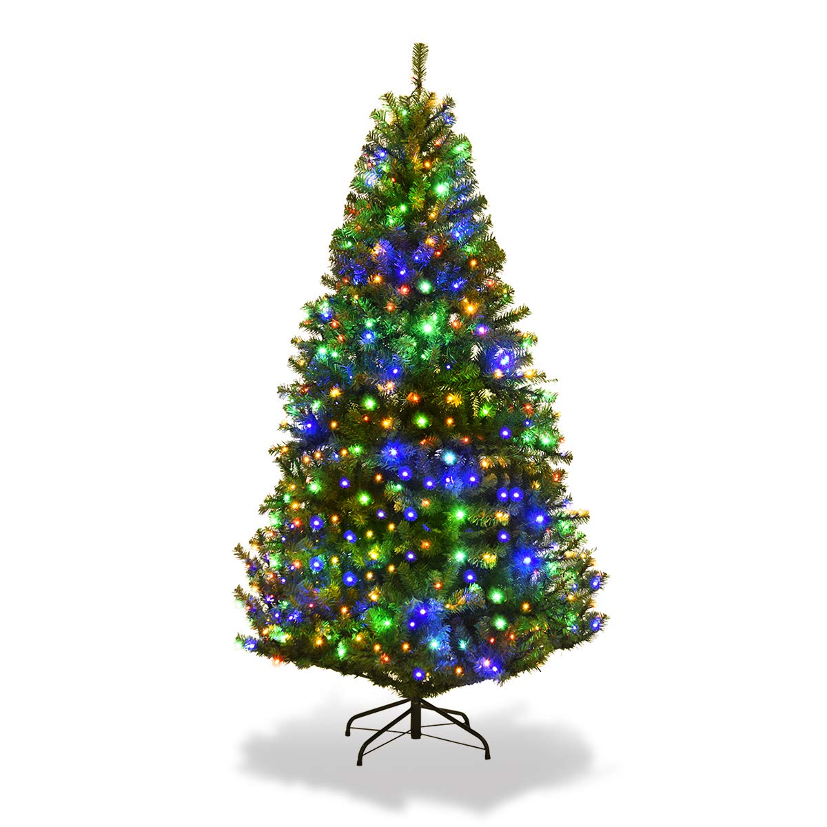 RELAX4LIFE Albero di Natale 180 cm, Artificiale Illuminato, Albero di Natale Illuminato in PVC, con Luce LED e Supporto in Metallo, Verde, Vari Dimensioni