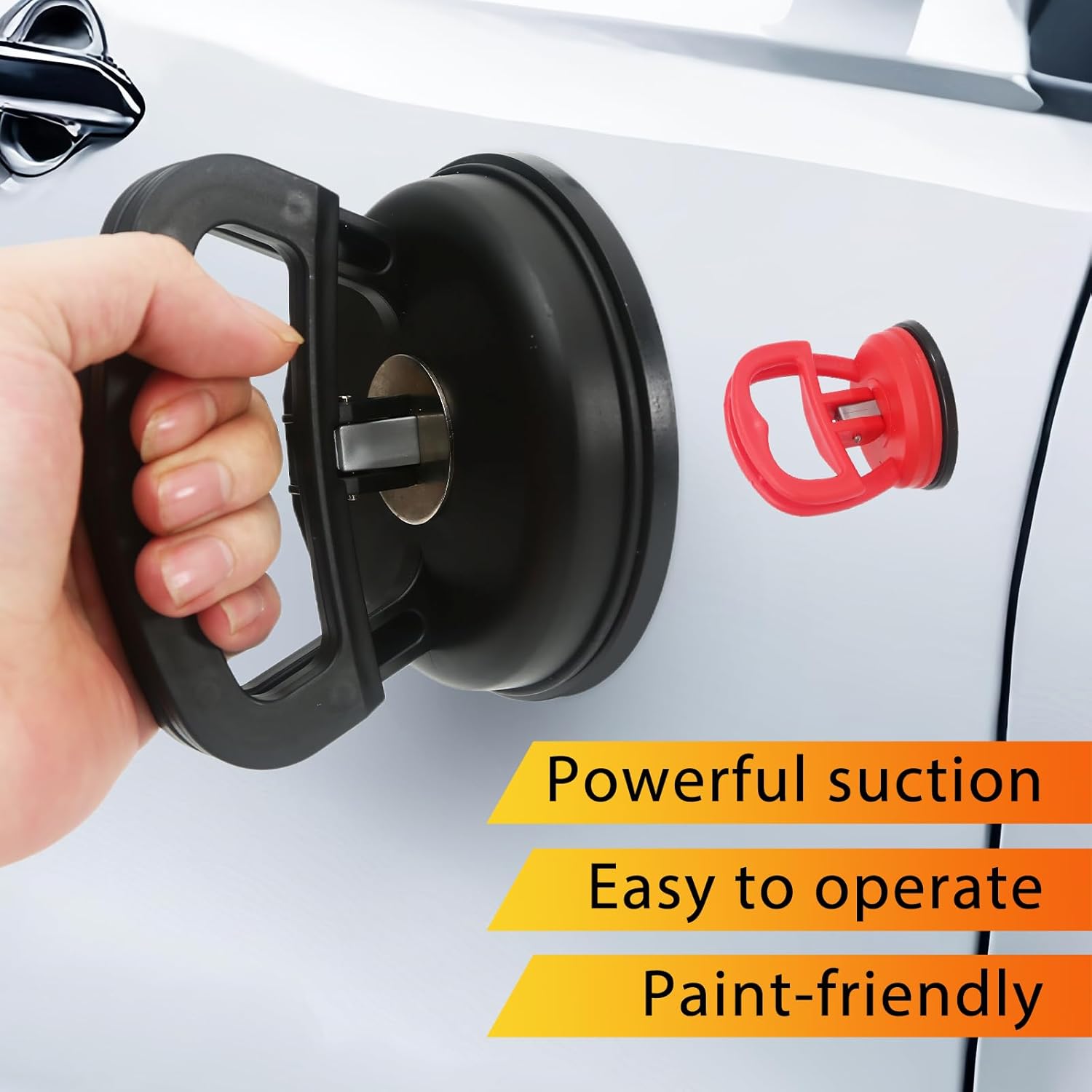 dent remover tool for car, car body repair dent removal tools, orange suction cup dent puller, hail damage repair kit dent puller tool