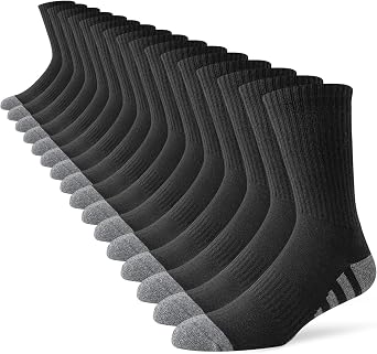 JOYNEE 8 Pairs Mens Crew Work Cushion Socks Long Athletic Running Socks Workout Breathable Socks