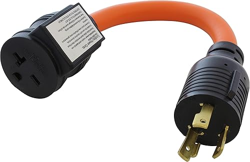 AC WORKS Enchufe de bloqueo L6-30P de 30 amperios y 250 voltios a NEMA 6-20R Adaptador de conector hembra de 1520 amperios y 250 voltios (flexible
