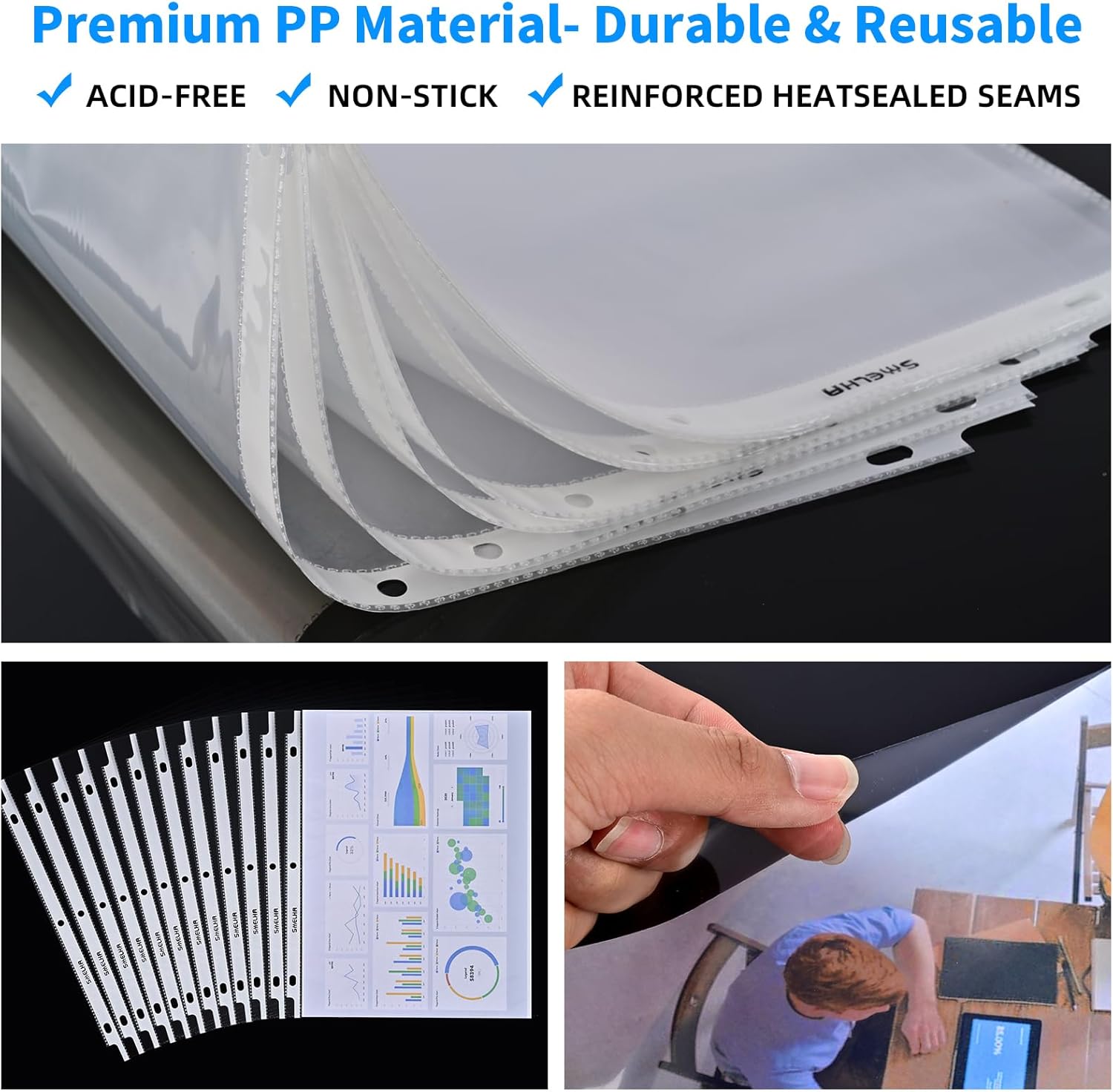 Sheet Protectors 500 Page,Page Protector 8.5" x 11" ,Upgraded Clear Plastic Page Protectors,for 3 Ring Binder, Top Loading Paper Protector with Reinforced Holes,Holds Multiple Sheets,Letter Size - Image 7
