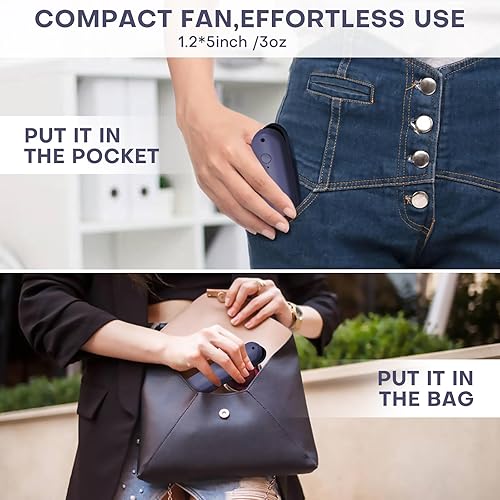 Miniatura 2 de Nezylaf Mini ventilador de mano portátil, pequeño ventilador personal recargable con bolsillo de banco de energía de diseño para viajesregalos de
