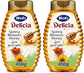عسل زهور الربيع ديليسيا قابل للضغط من هيرو - 450 جم (عبوة من 2 قطعة)