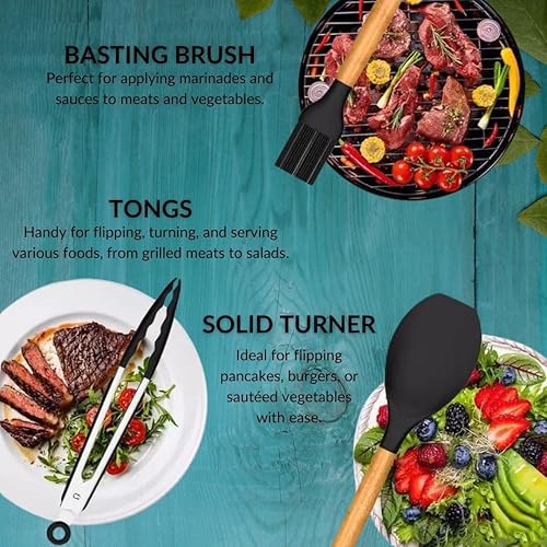 Miniatura 4 de Utensilios de cocina 33 piezas de silicona antiadherente (sin BPA) Set (verde)