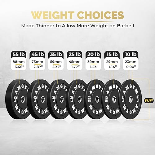 Miniatura 6 de 2 Inch Bumper Plates，10-500lbs，Barbell Rubber Olympic Weight Plates Set for Home Gym, Strength Training & Weight Lifting, Multiple Options