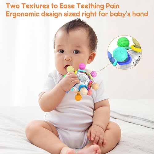 Miniatura 4 de Juguetes de dentición para bebé juguetes de dentición para bebés de 0 a 6 meses, juguetes para bebés de 6 a 12 meses, bola de dentición para bebé,