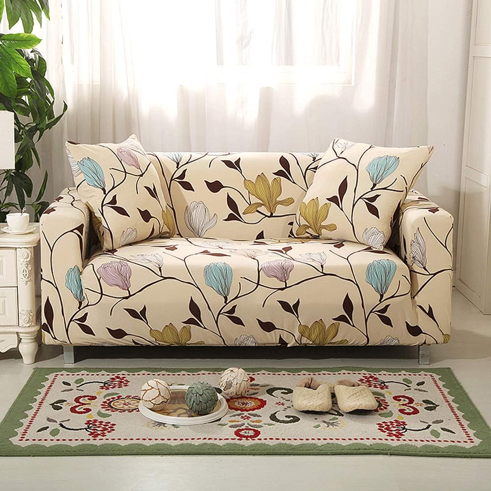 Eunzel Stretch Sofa Covers,3 Cushion Couch Sofa Slipcovers with Elastic Bottom,Slip Resistant Furniture Protector(Sofa 3 Seater,Cream-XXX)