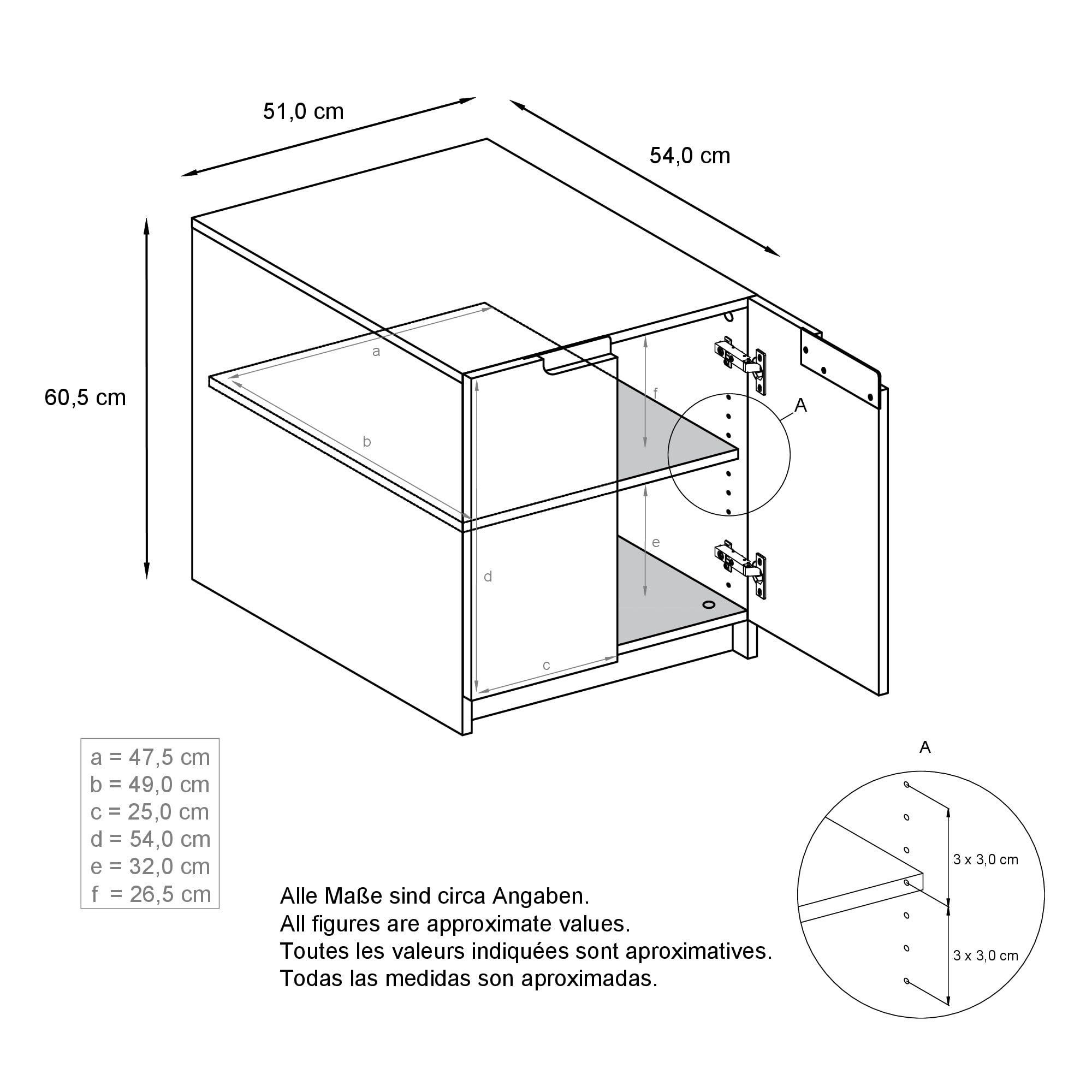 Vladon Druckerkommode Logan, Aktenschrank mit 2 Fächern und 2 Türen, Korpus in Weiß matt, Fronten in Eiche Natur, (51 x 60,5 x 54 cm)