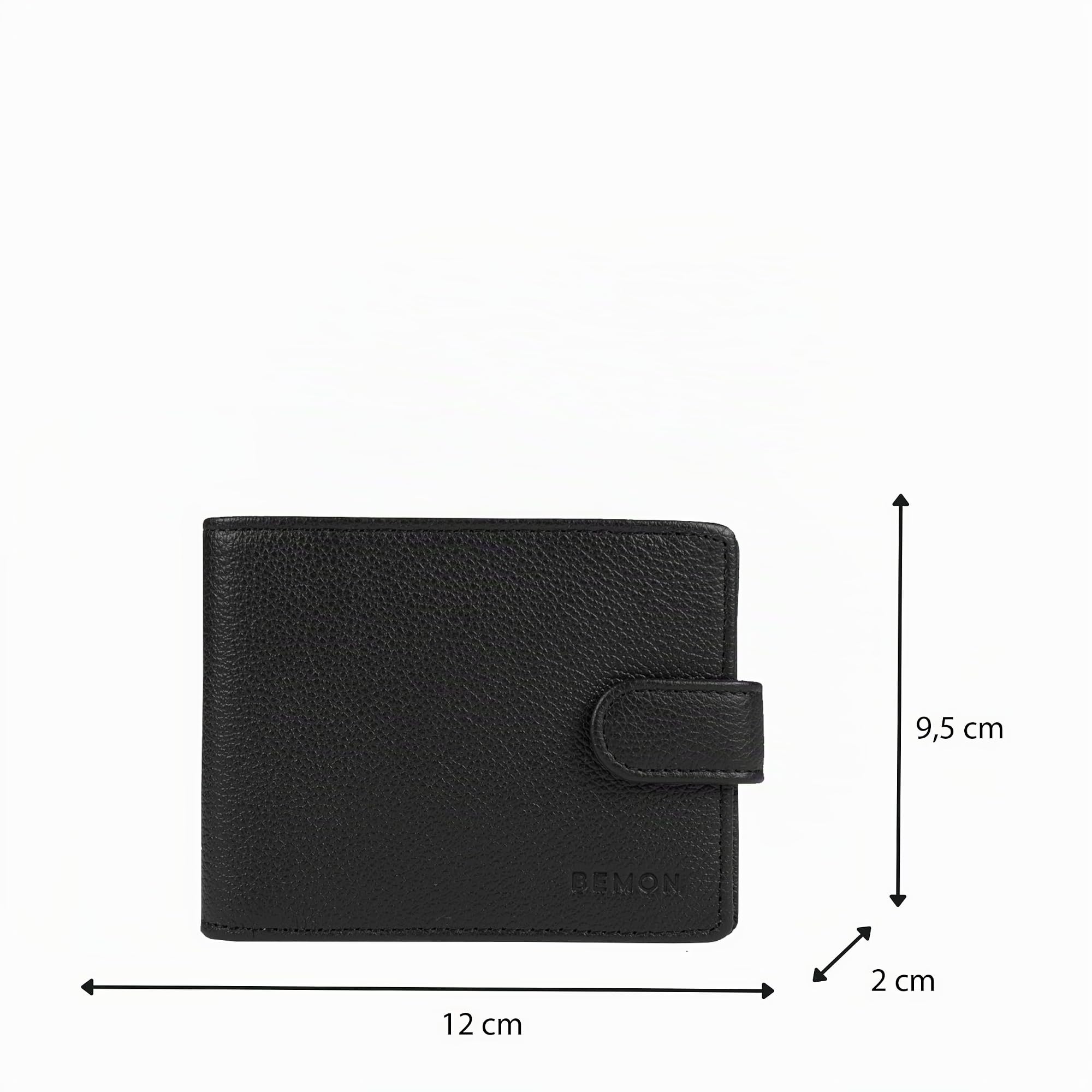 BEMON Portefeuille Italien pour Homme en Cuir grainé Enzo, H9,5 x L13 x P2 cm, Protection RFID