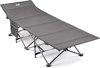 Trail Folding Camping Bed for Adults, Sturdy Heavy Duty Steel, Luxury Duoweave Fabric, Lightweight Guest Sleeping Bed, Fast Easy Set Up, Carry Bag, 110kg Max Weight (L190cm/6.2ft x W67cm x H36/48cm)