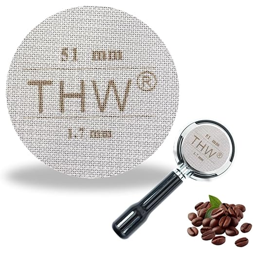 THW? 51mm Reusable Puck Screen for Espresso Portafilter 1.7mm Thickness 150m 316 Stainless Steel Screen Filter Basket Compatible with Espresso Machine Replacement Parts & Accessories (1 Pc only)