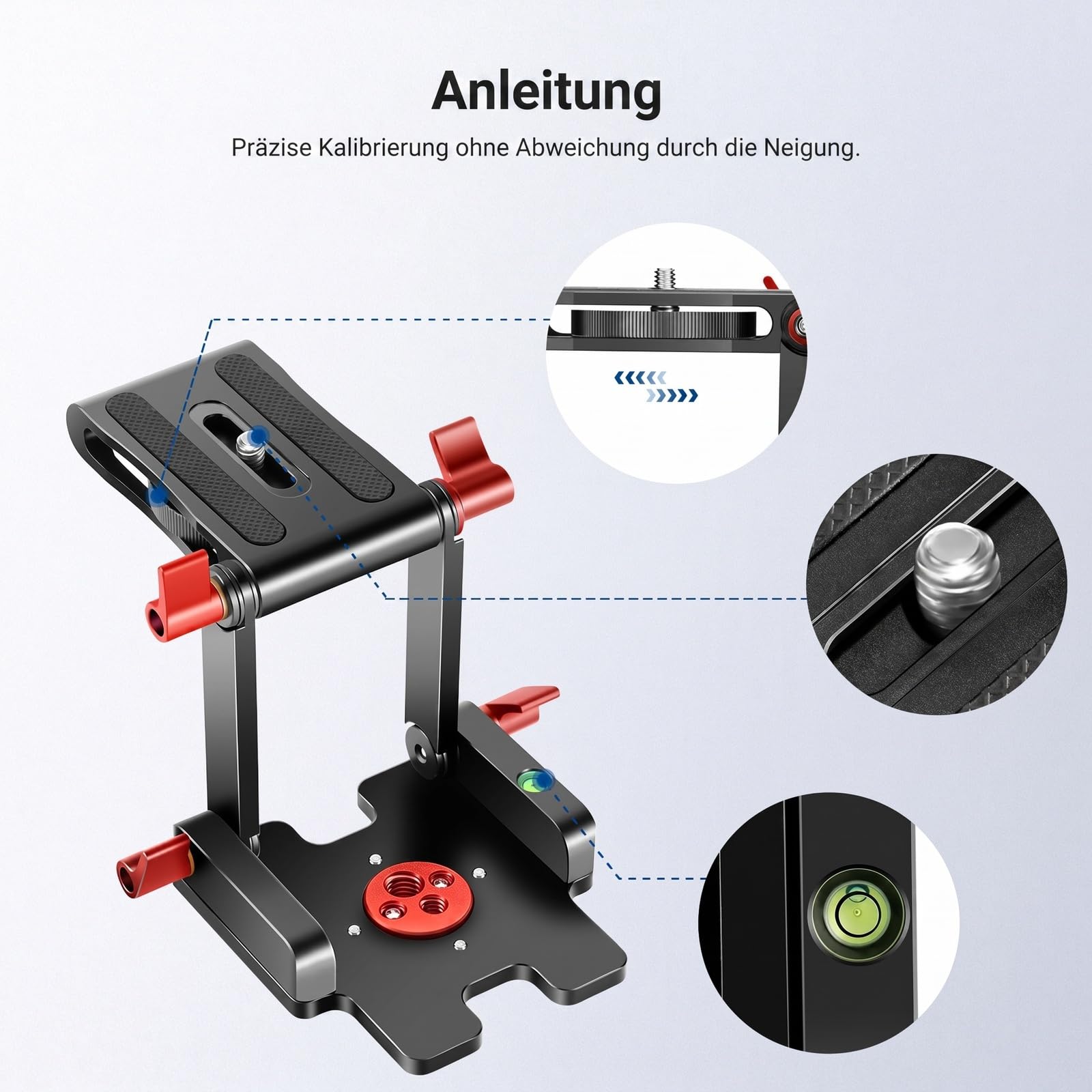 Neewer verbesserter Z Flex Neigekopf Z Stativkopf mit 4 Einstell-/Fixierknöpfen Schnellwechselplatte und Wasserwaage für Stativ-/DSLR-Kameras Camcorder Belastung bis zu 6,6 Pfund