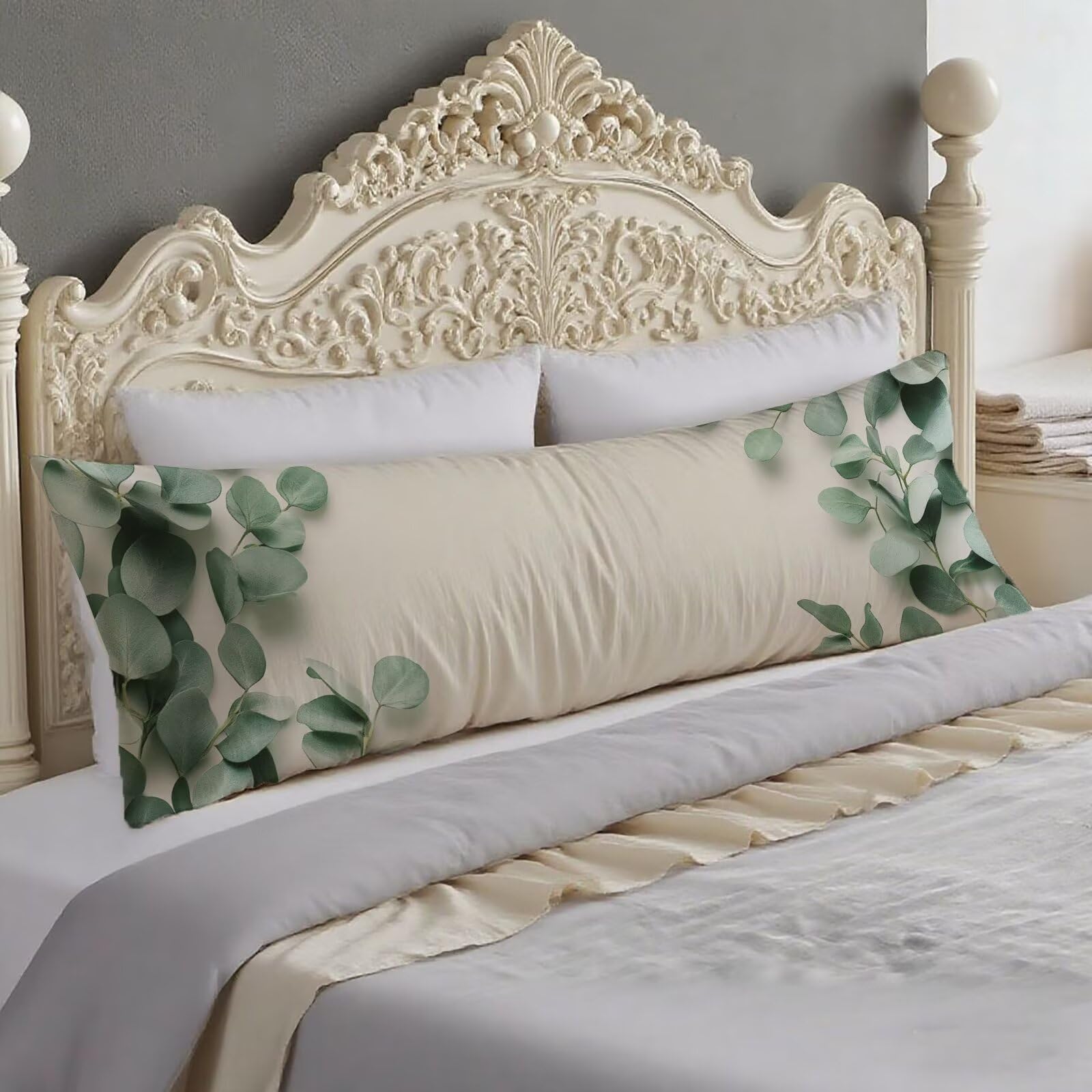 Taie traversin 140 cm vert et beige bicolore double face velours O-676