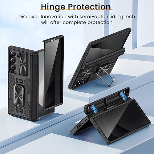 Miniatura 45 de VEGO Funda para Galaxy Z Fold 4 con cubierta de cámara deslizante y funda de protección de bisagra con protector de pantalla Cubierta protectora