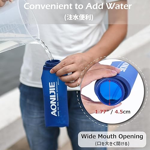 Vista 30 de Azarxis Botellas de agua plegables de TPU Soft Flask sin BPA de 8.5 fl oz 11.8 fl oz 16.9 fl oz 20.3 fl oz para hidratación chaleco paquete correr