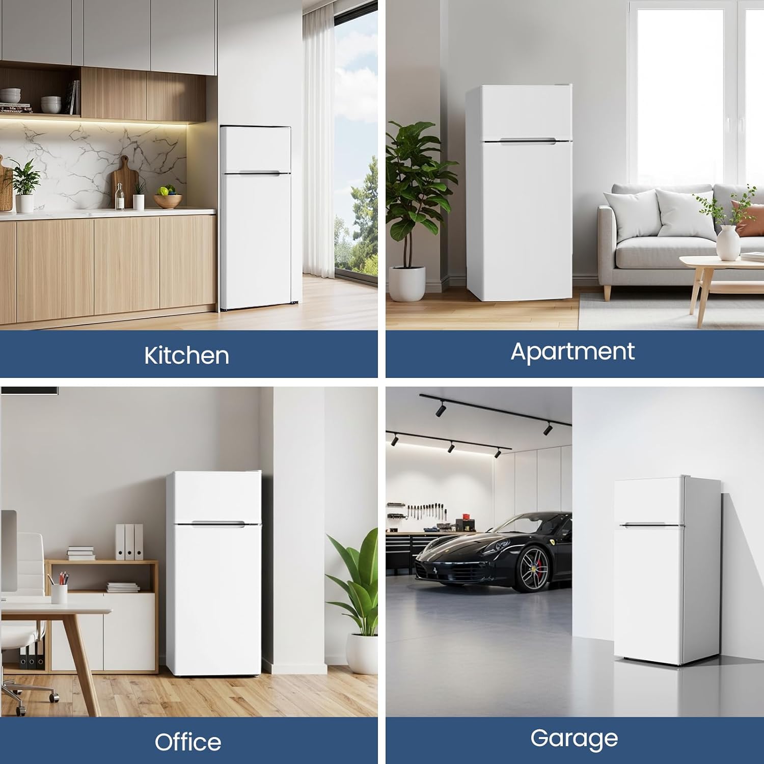 Kismile 4.5 Cu.Ft Mini Fridge with Freezer, Compact Mini Refrigerator with Adjustable Removable Glass Shelves,Small Fridge with 2 Doors for Home,Kitchen,Dorm,Apartmen,White