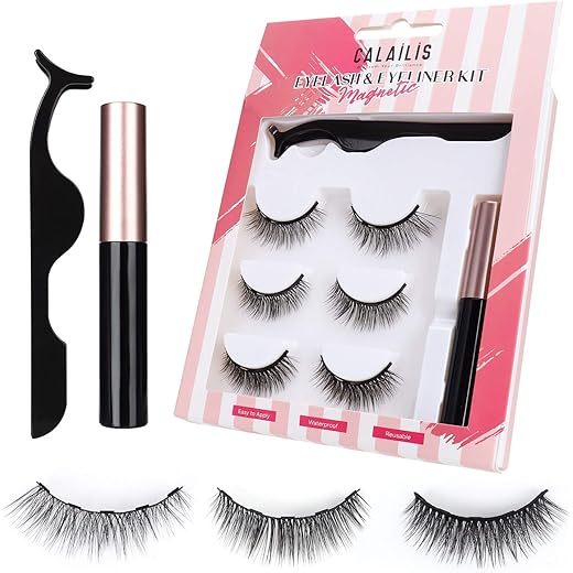 CALAILIS Magnetic Lash Kit - Waterproof Liner 3D Lashes Natu