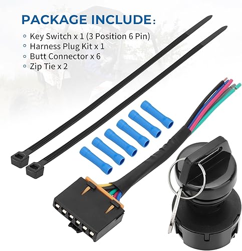 Miniatura 7 de M MATI Interruptor de llave de encendido 3 posiciones 6 pines y kit de arnés para Polaris Ranger RZR Sportsman Scrambler Magnum Trail Blazer Trail