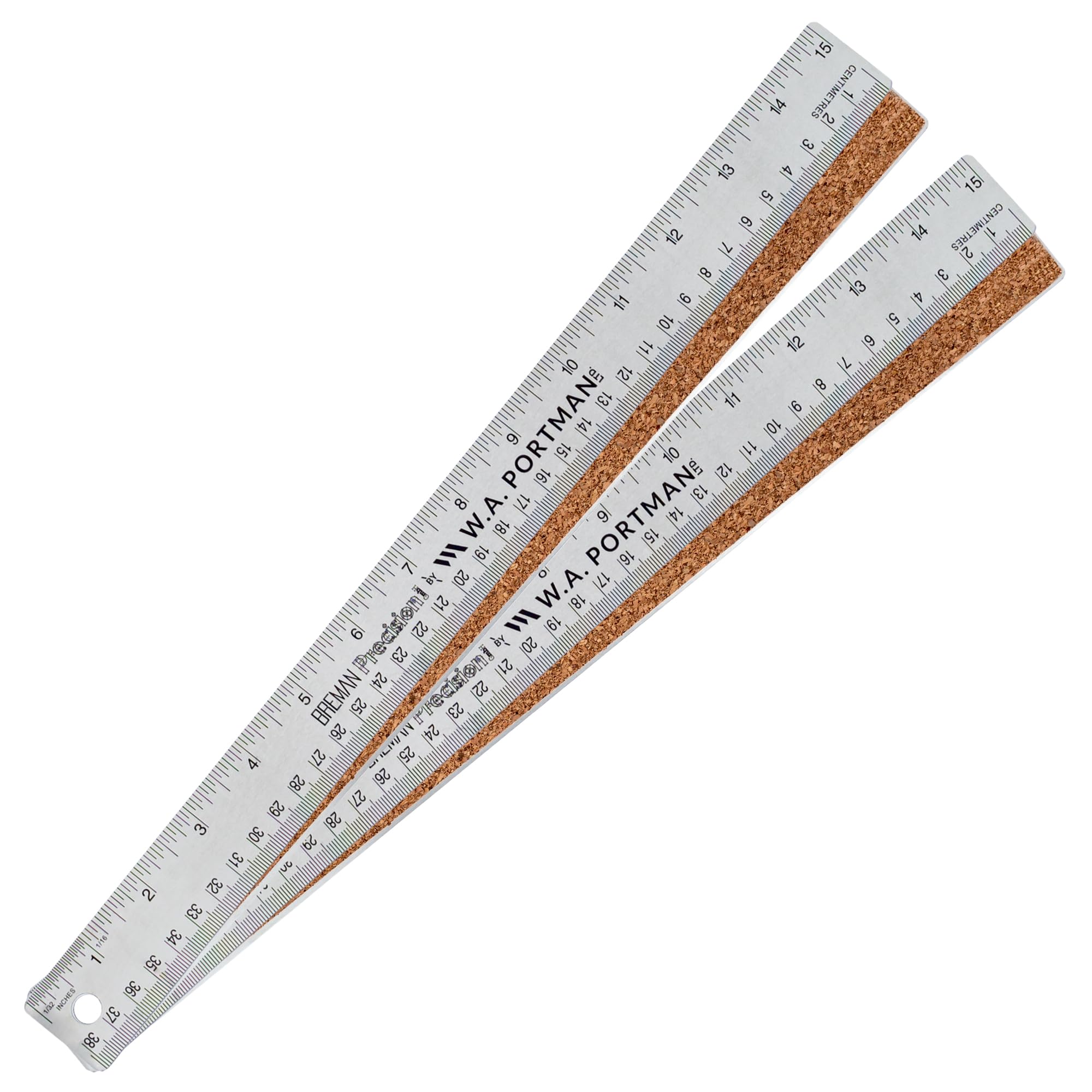 Breman Precision Metal Ruler 15 Inch Cork Back – 2 Pk Stainless Steel Straight Edge, Flexible Non-Slip Metal Ruler with Cork Backing – Imperial &