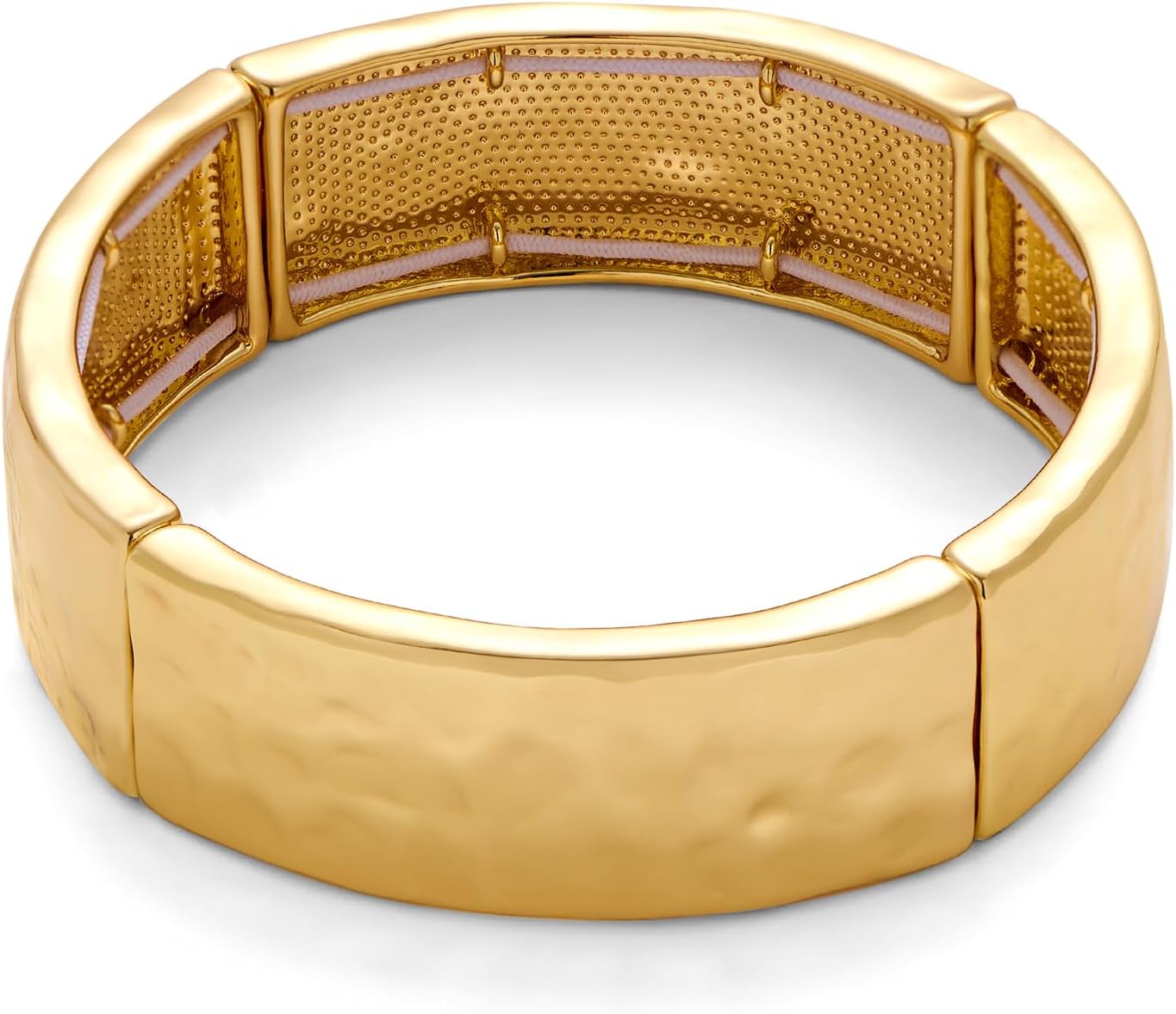 Wide Hammered Gold Bracelets for Women Chunky Stretch Bangles Bracelets Vintage Statement Stretchable Elastic Bracelet