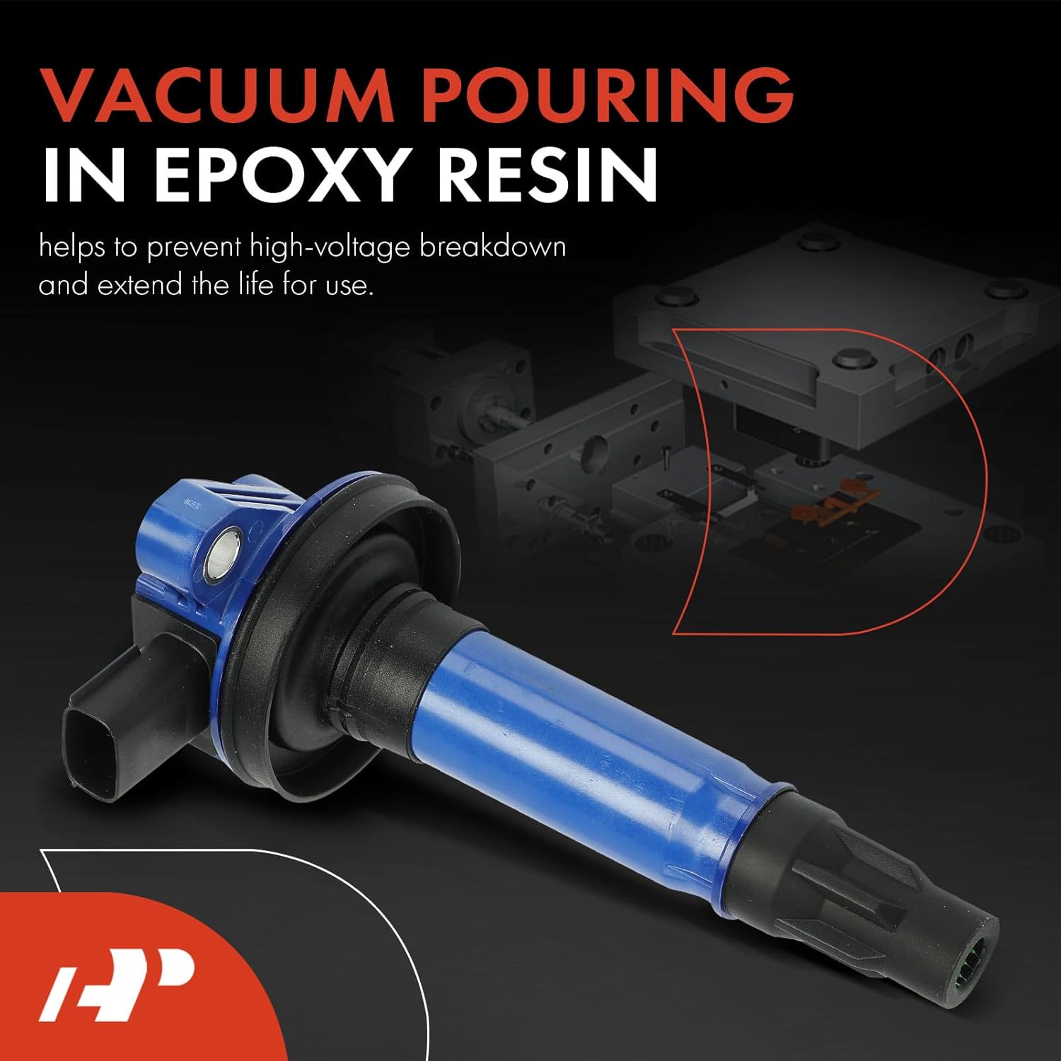 A-Premium Engine Ignition Coil Pack Compatible with Ford F-150, Explorer, Fusion, Edge, Transit-150, Transit-250, Transit-350, Transit-350 HD & Mazda 6 & Lincoln MKZ & Mercury Sable, Set of 6, Blue