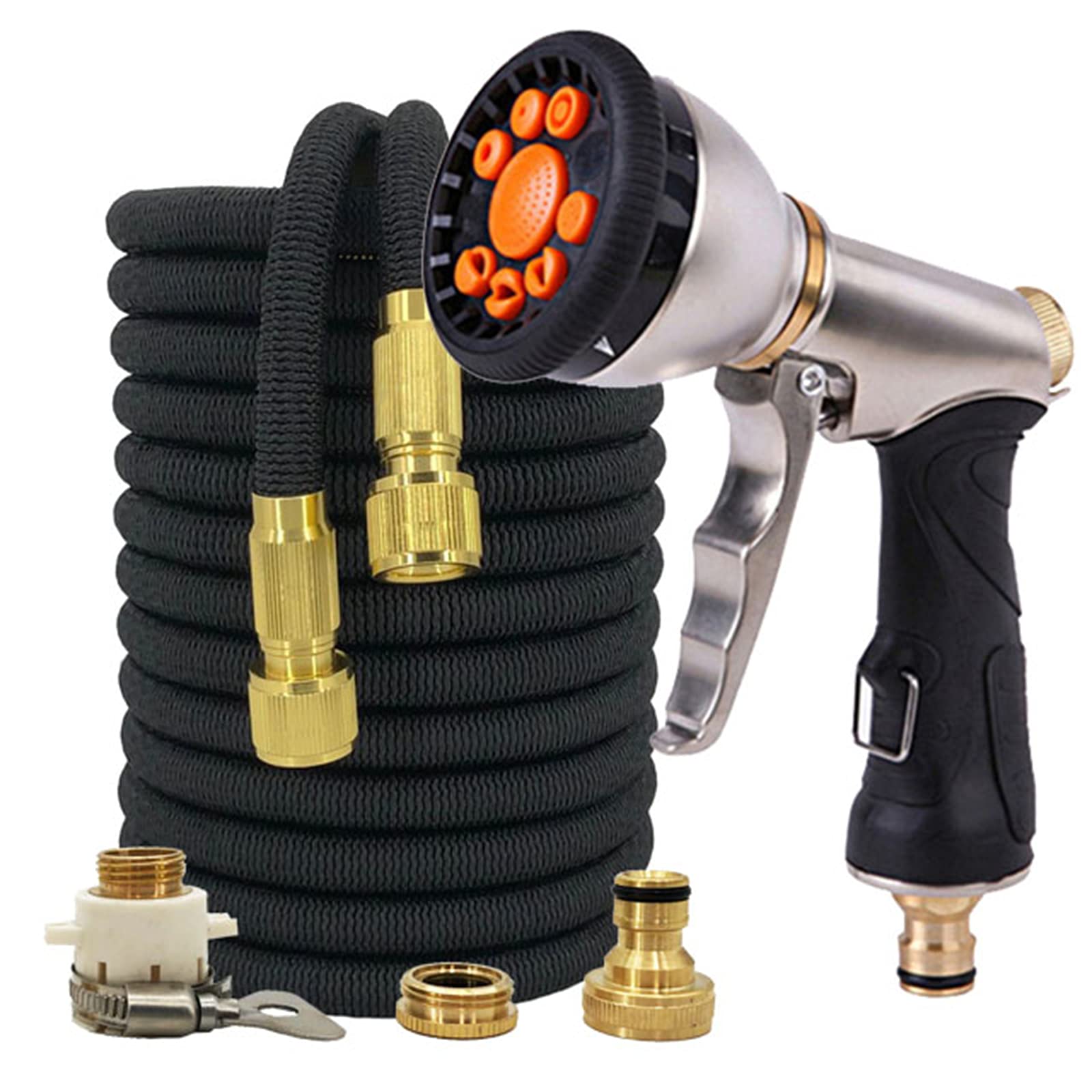 Tubo da giardino estensibile, tubo flessibile per acqua da 30 m con ugello spray, connettore in ottone massiccio con adattatore da 3/4 e 1/2 | Leroy Merlin