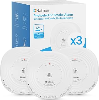 Detector de humo con batería sellada de 10 años, UL 217 10.°, paquete de 3 | Alarma de humo fotoeléctrica, luces de estado LED/alarma de 85 dB/botón de silencio de prueba, alarma de incendio para apartamento de alquiler de hotel en casa