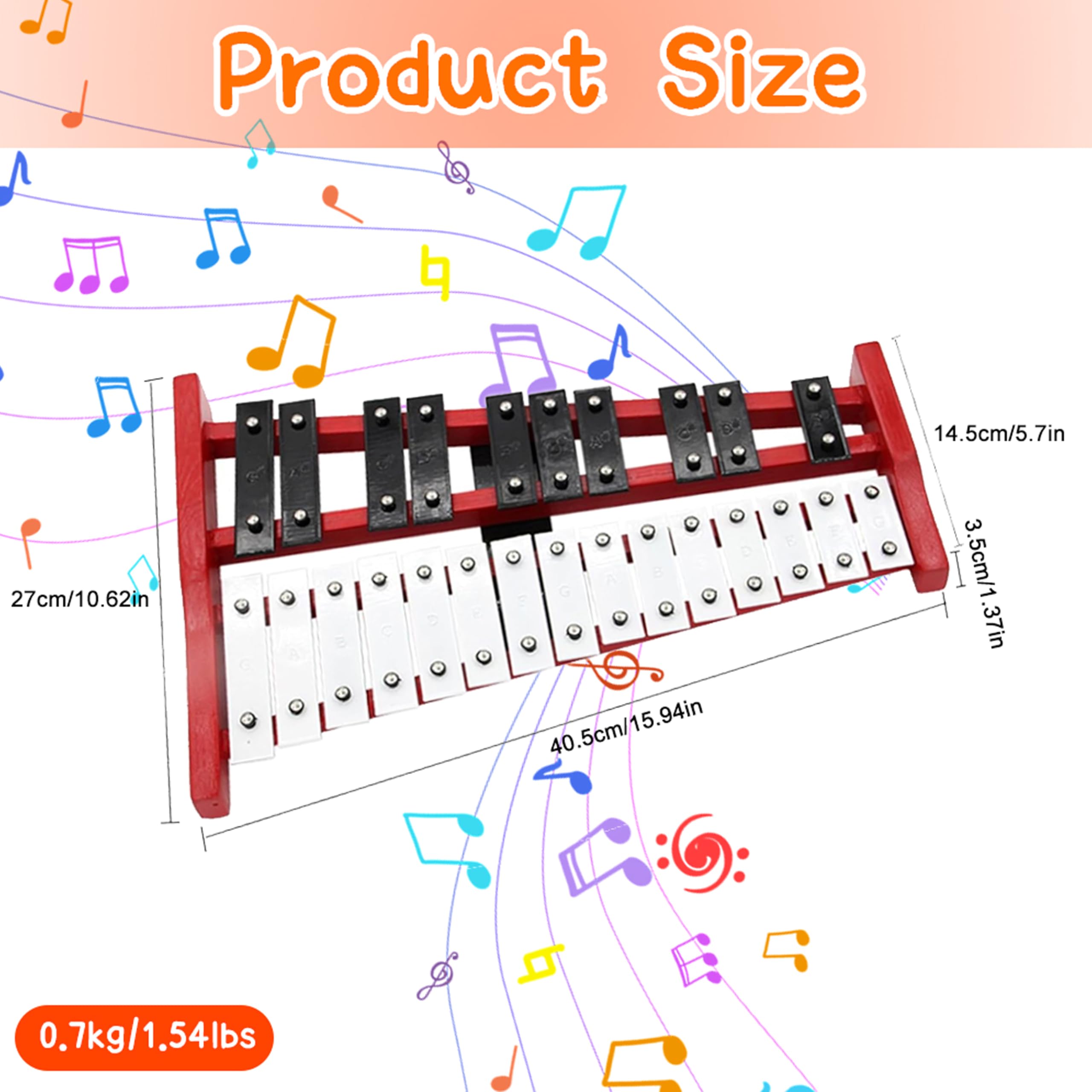 25-tone aluminum piano for students to practice drums + storage bag - Image 2