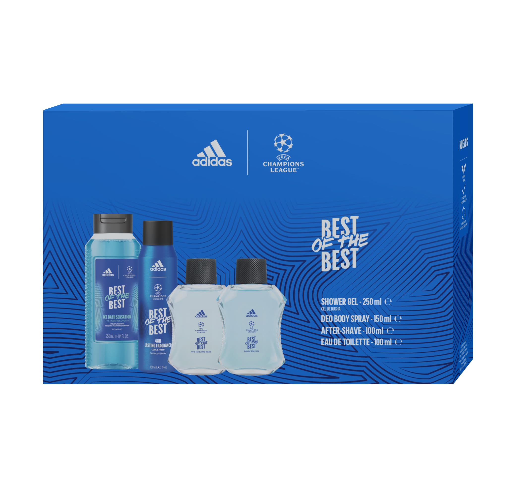 ADIDAS Set UEFA BEST OF THE BEST: Eau De Toilette 100ml + Body Spray 150ml + Shower Gel 250ml + After Shave 100ml