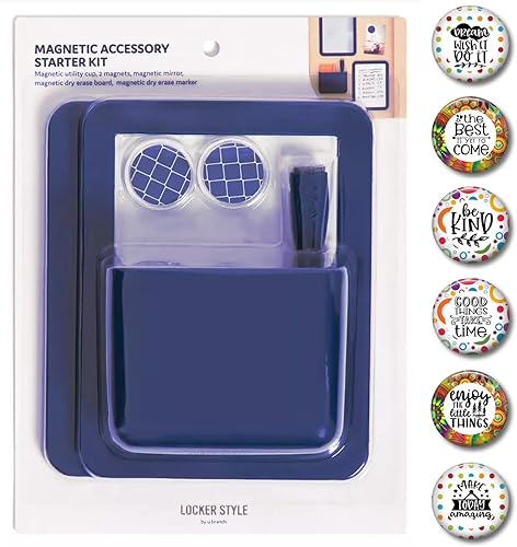 Charmed By Dragons Accesorios magnéticos para casillero, kit de decoración de casillero espejo, pizarra blanca, taza para lápices y 6 imanes de