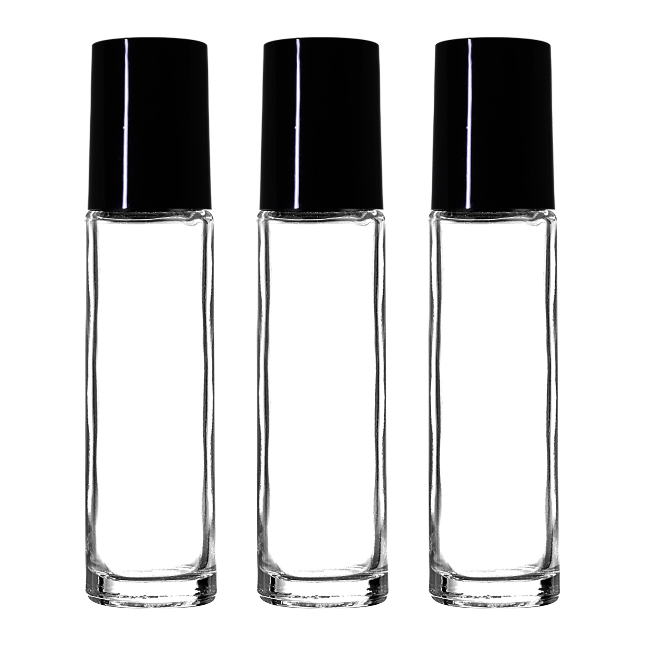 nsb herbals Empty Clear/Transparent Glass Roll On Bottles (10 ml) With Black Cap For Essential Oils, Perfumes, Lip Balms | Empty Container Refillable Bottle (Pack Of 3)