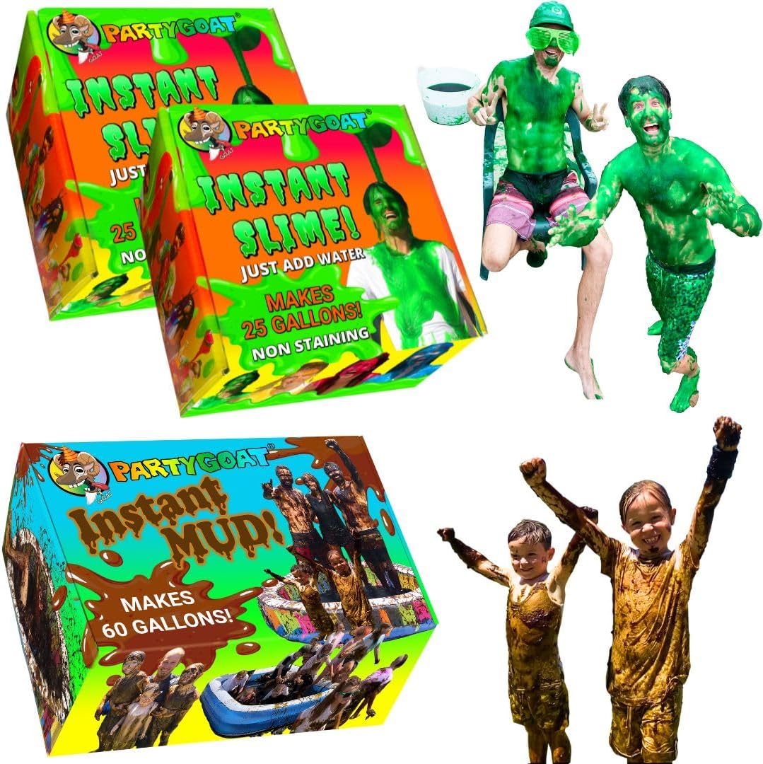 2 x Green Instant Slime Powder (50 Gallons) & 1 x Instant Mud Powder (60 Gallons)