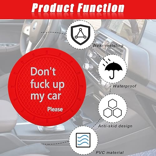 Miniatura 5 de Portavasos para automóvil antideslizante para automóvil con diseño divertido y decorativo  Dont Fuck up My Car Please adecuado para la mayoría de